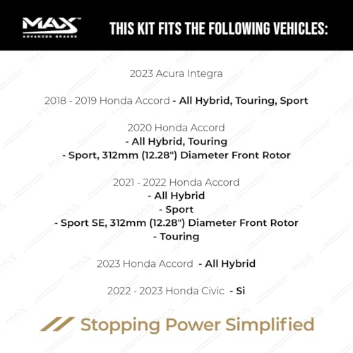 Image of MAX Advanced Brakes - Front Brake Kit For 2018-2023 Honda Accord (Hybrid, Sport, Touring), 2022-2023 Honda Civic (Si)| Carbon Ceramic Brake and Rotor Kit| Cross-Drilled Brake Rotors