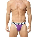 KAREN SPACE Jockstrap Hombre Suspensorio Sexy Tanga Transpirable Slips Deportivo Ropa Interior Thong, Morado, S