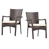Christopher Knight Home Corsica Outdoor Wicker Dining Chairs, 2-Pcs Set, Multibrown