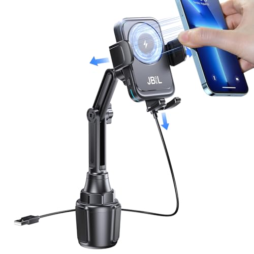 Image of Wireless Car Charger Car Cup Phone Holder 15W Fast Charging Auto Clamping Car Charger Dual Port PD&QC3.0 for iPhone16 /15 /14 /13 /12 /11 Pro Max Xs, Samsung Galaxy S24 Ultra S23 S22 S21 S20