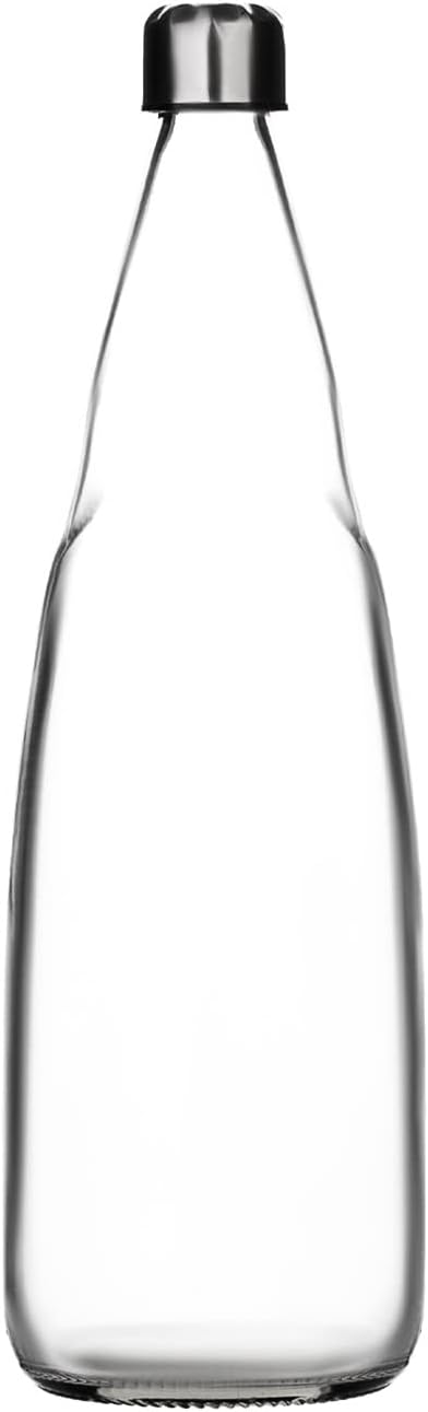 Set of 1, 1000 ml Each Glass water bottle, with Leak-Proof Airtight Stainless-Steel Lid for Water, Smoothie, Juices - Reusable Travel Glass Drinking Fridge Bottles