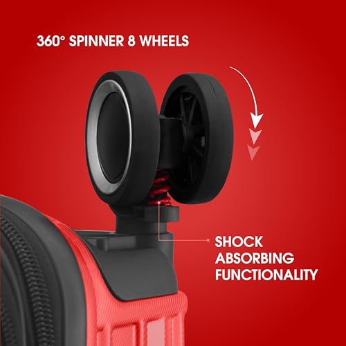 Image of Maleta Nova Cabin and Large Size |20'' and 28''|Hardside,TSA Lock | Trolley Bag Set of 2 | Luggage Suitcase | Travel Bags for Travelling | Trolley Bags for Travel Combo (Red, Set of 2 (Small-Large))