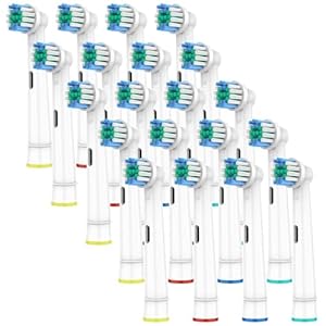 HSYTEK 20er Aufsteckbürsten Kompatibel mit OralB Elektrische Zahnbürste, Ersatzbürsten für Genius X, Pro 2 2500, Pro 3 3500, Vitality 100, Precision Zahnbürstenaufsatz, Weiß