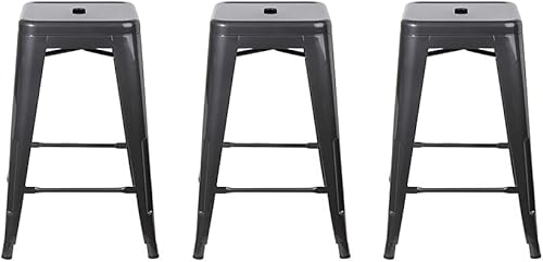 Miniatura 87 de GIA Taburete de mostrador sin respaldo de 24 pulgadas, cantidad de 4, bronce con asiento de madera clara Negro -,Café,Gris,gris, (Gun