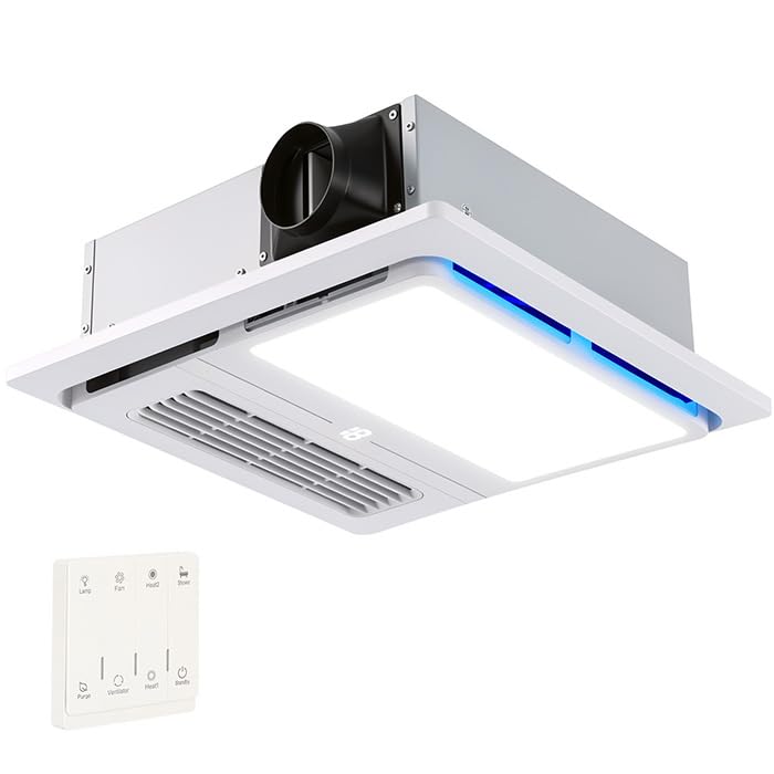 Orsong Bathroom Exhaust Fan with Heater and Light 1800W 160 CFM 1.0 Sone Quiet Operation Bathroom Vent with Heater Quickly Reaches A Comfortable Temperature in Just 1 Minute