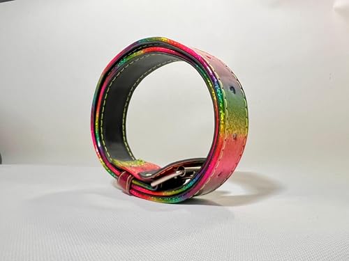 Rainbow Glitter Baseball Belt, 26" Holographic Multicolor Pattern, Metal Buckle, Kids Sports Fashion Accessory2