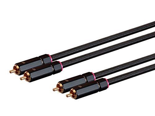 Monoprice - 138076 męski dwukanałowy kabel audio stereo RCA - 3 metry - czarny, pozłacane złącza, podwójnie ekranowane z miedzianym oplotem - seria Onix