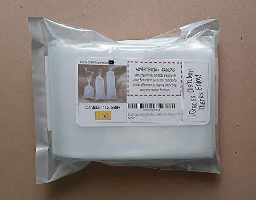 100 BOLSAS para HELADOS Bolis Marcianos Flash Saborines Chupi Durofrio Vikingos (100)