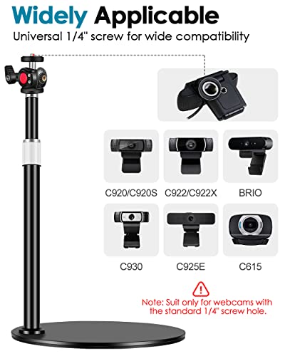 Nycetek Webcam Tripod Stand For Desk: Webcam Stand For Logitech Brio | C920 | C922 - Height & Angle Adjustable Desktop Tripod For Light & 1/4" Thread For Live Streaming | Video Calling #TOP4