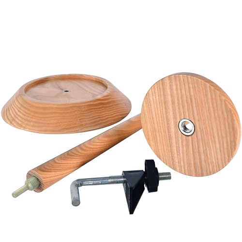 Image of BARVA Yarn Holder 22 Lb Capacity w /Table Clamp for Chunky Yarn | Smooth Bearing Spinner & Big Rubber Anti Slip Pads for Stability | European Wood Crochet Accessories and Pro Tools for Fiber Crafts