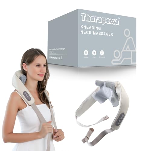 Therapexa Neck & Shoulder Massager Back Massager for Pain Relief Deep Tissue Massager for Neck and Shoulder Pain Back Massager with Heat. (Beige)