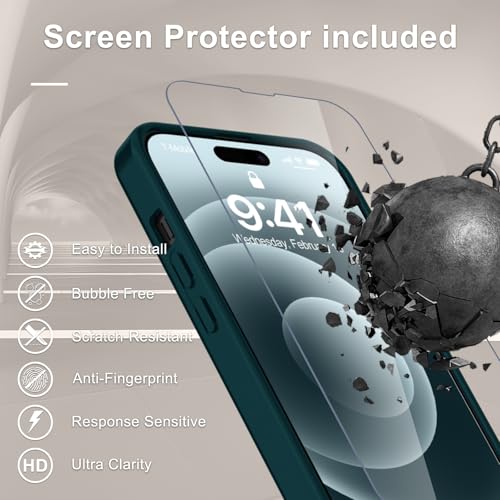 Image of YENAPOON for iPhone 15 Plus Case, iPhone 14 Plus Case, Matte Magnetic Phone Cover with 1 Screen Protector [Support for MagSafe] [Shockproof Military Grade Protection] Translucent Frosted Back, Blue