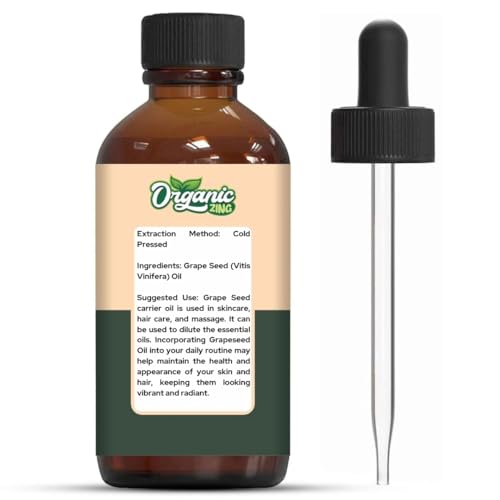 Image of Organic Zing Grape Seed (Vitis Vinifera) Oil | Pure & Natural Carrier Oil for Skincare, Hair Care & Massage- 30ml /1.01fl oz