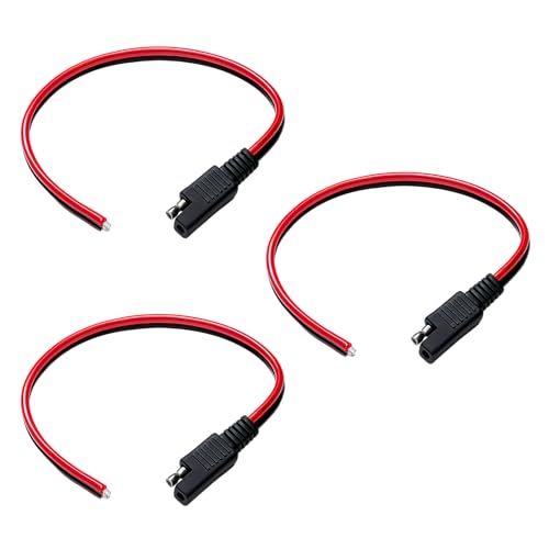 AYHYHLJZJ 3 Pièces Connecteur Rapide SAE 14AWG - 30 cm (1 Ft), Connecteur SAE pour Voiture, Adaptateur d'Alimentation 12V, Chargeur Batterie Moto, Câble Robuste et Polyvalent