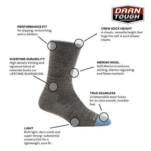 Darn Tough Vermont Women's Solid Basic Crew Lightweight Sock (Style 6012) - Beige/Taupe, Medium by Darn Tough Vermont - Used condition - US$19.54
