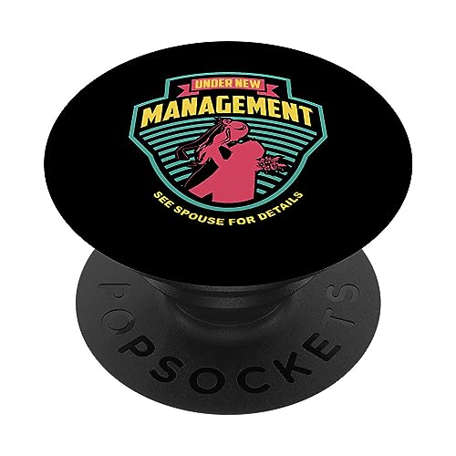Under New Management Wedding Couple Married Mrs Mr Stag Do PopSockets Swappable PopGrip, Black
