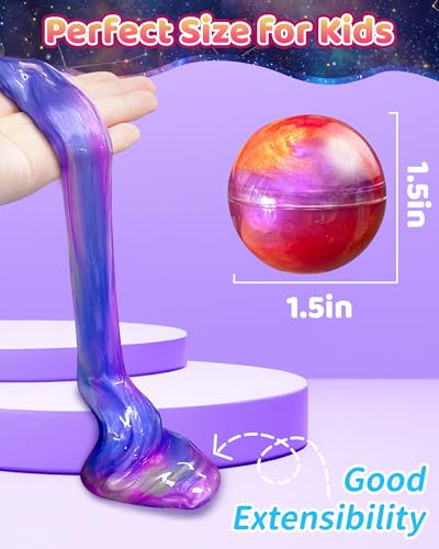 Image of 24 Pack Galaxy Slime Party Favors Classroom Prizes for Kids Teens 4-8, 8-12 | Goodie Bags, Party Favors, Treasure Box Toy for Classroom, Student Gifts, Birthday Party Supplies, Non-Sticky, Stress Relief