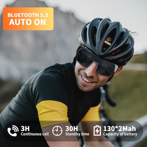 Image of Sports Smart Glasses, Running Sunglasses for Women & Men, Polarized Bluetooth Cycling Glasses, Built-in Mic & Open Ear Music Speakers, Voice Assistant, UV Protection for Outdoor Activities (Siliver)