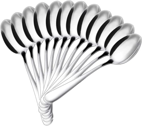 ALLBASA Cuillere a café 12CM, Cuilliere de table, petit cuillere, Cuillere en acier inoxydable (Lot de 12pcs, Cuillere a café)