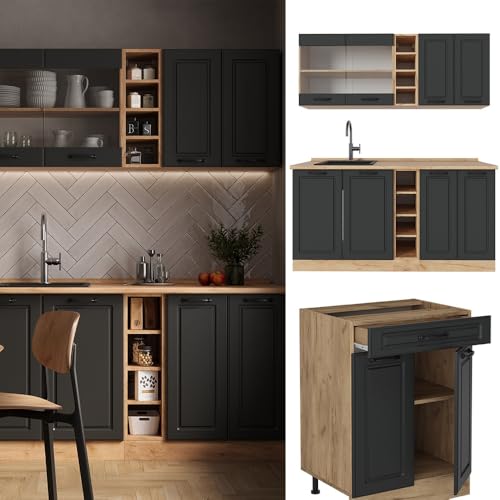 Vicco Cucina Completa R-Line, Antracite Casa Di Campagna/Rovere Dorato, 160 Cm, Pl Rovere - 4