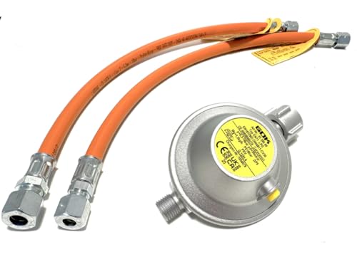 LPG-Megastore Gasregler 1 2kg/h für Caravan Wohnmobil 30 mbar + Schlauch 40 cm Wohnwagen Gasregler Anschluss auf 8 und 10 mm