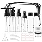 Travel Size Bottles for Toiletries 13 Pack 2oz TSA Approved Toiletry Bottles Leak Proof Travel Kit for Women Men TSA Clear Toiletry Bag Shampoo Lotion Skincare Cosmetic Container (Black)