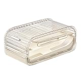 Soporte para huevos para frigorífico: contenedor automático de huevos enrollable de 2 niveles con tapa deslizante, práctica caja de almacenamiento para cocina, mostrador y congelador | orden y fácil