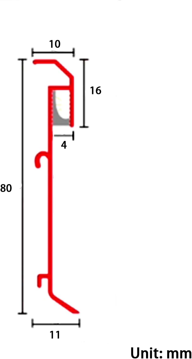 8 Pack LED Aluminum Metal Baseboard Trim 80 x 2500mm 3.15” x 8.2’ Total 65.6 ft, Matte Black LED Light Aluminum Wall Base Board Cover Molding Skirting Trim, Surface Base Mounted Down Light