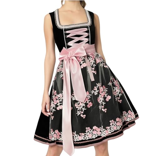 Andiwa Dirndl Damen Midi Trachtenkleid Damen mit Schürze 2tlg...