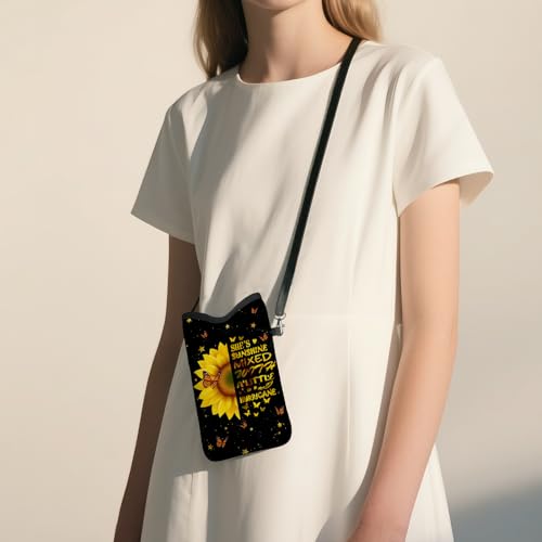 Image of Cell Phone Sleeve Pouch with Adjustable Strap - Sunflower