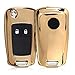 Produktbild kwmobile Autoschlüssel Hülle kompatibel mit Opel Vauxhall 2-3-Tasten Klappschlüssel Autoschlüssel - TPU Schutzhülle Schlüsselhülle Cover in Hochglanz Gold