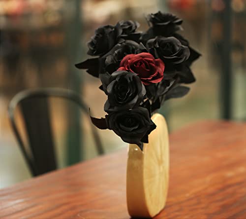 Yebazy 10Pack Black Artificial Silk Roses Flowers Fake Silk Rose Bouquets For Wedding Party Home Decorations Halloween Decoration #TOP5