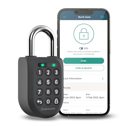 Image of igloohome New Rugged Outdoor Smart Padlock 2E (SP2E) - Manage Access Remotely with Mobile App (iOS /Android) & Dashboard - No WiFi Needed, CEN-3, IK-09 Certified, IP68 Waterproof & 2-yr Warranty