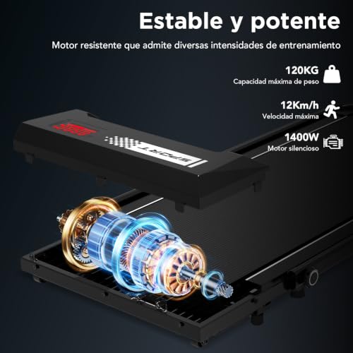 Cinta de correr plegable con motor de 1400W y pantalla LCD 7