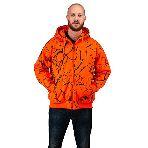 TrailCrest by Treel Orange Safety Full Zip High Visibility Thick Fleece Hoodie Sweatshirt Hunting Jacket