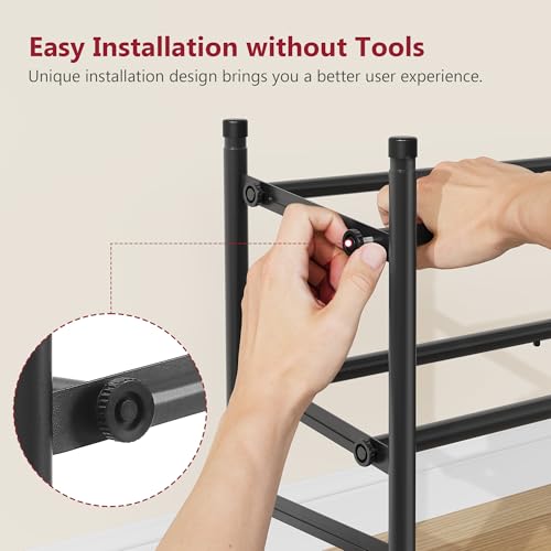 Image of Tajsoon Expandable Shoe Rack for Closet 2 Tier, 28 inch-41 inch Adjustable & Stackable Shoe Shelf Storage, Metal Shoe Rack Organizer for Front Door Entrance, Closet, Garage, Entryway, Black