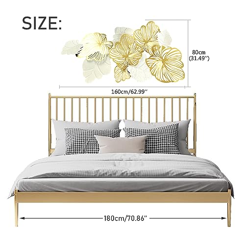 Ximsphy 3D Metal Wall Decor Leaves, 62" X 31" Modern Large Wall Art Creative Handmade, Hanging Artwork Wall Decoration For Bedroom Living Room Study Hotel Office, Gold #TOP5
