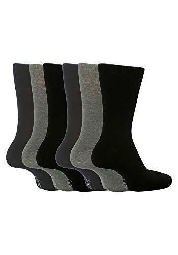 6 Pairs Sockshop Men's Gentle Grip Cotton Rich Socks 7-12 Usa Plain Colours (Greys Mgg101) #TOP2