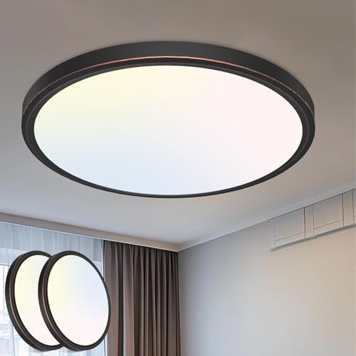 Image of libtit 16Inch Flush Mount LED Ceiling Light Fixture, 3000K 4000K 6500K Adjustable, 36W 3600lm Rubbed Bronze Satin Round Ceiling Lamp for Bathroom Shower Hallway Kitchen, 2 Pack