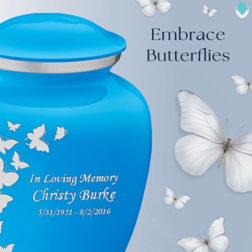 Image of Geturns - Adult Personalized Butterfly Cremation Urns for Human Ashes I Large Racing Blue Funeral Urn for Men and Women I 200 lbs