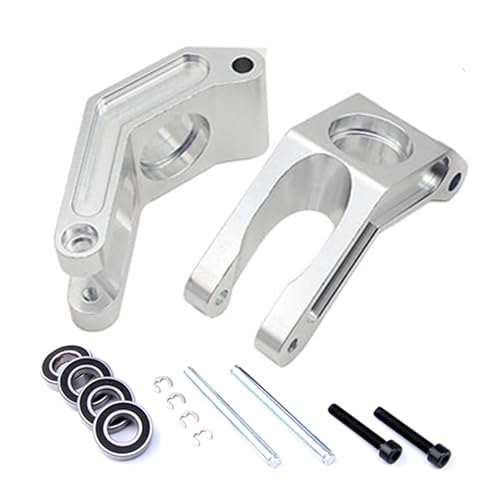 FLMLF Alloy CNC Rear Wheel Hub Carrier Set for 1/5 HPI ROFUN BAHA ROVAN KM Baja 5B 5T 5SC Rc Car Parts (Silver)
