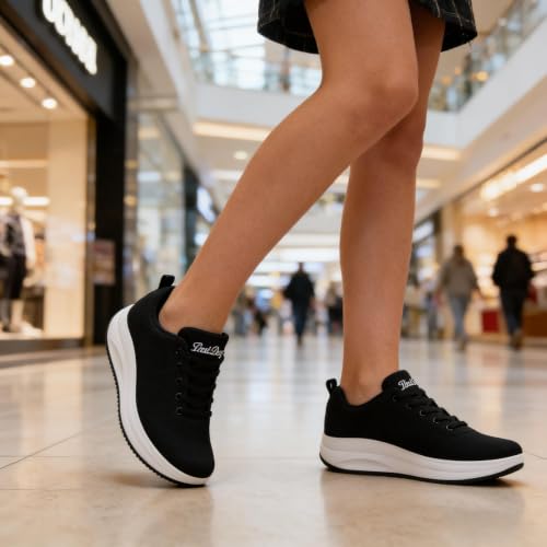 Image of RUIDENG Platform Sneakers for Women Walking All Day | Slip Resistant Work Shoes for Women Comfortable | 2 Inch Thick Wedge Rocker Bottom