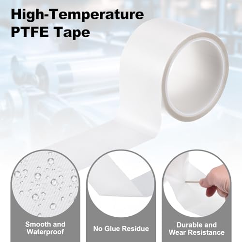 Image of PATIKIL Heat Resistant Tape, 2.6 Inch x 33 Feet High Temperature Tape PTFE Adhesive High Heat Tape Waterproof for Vacuum Sealer Machine Insulation Protection, White, 0.13mm Thick