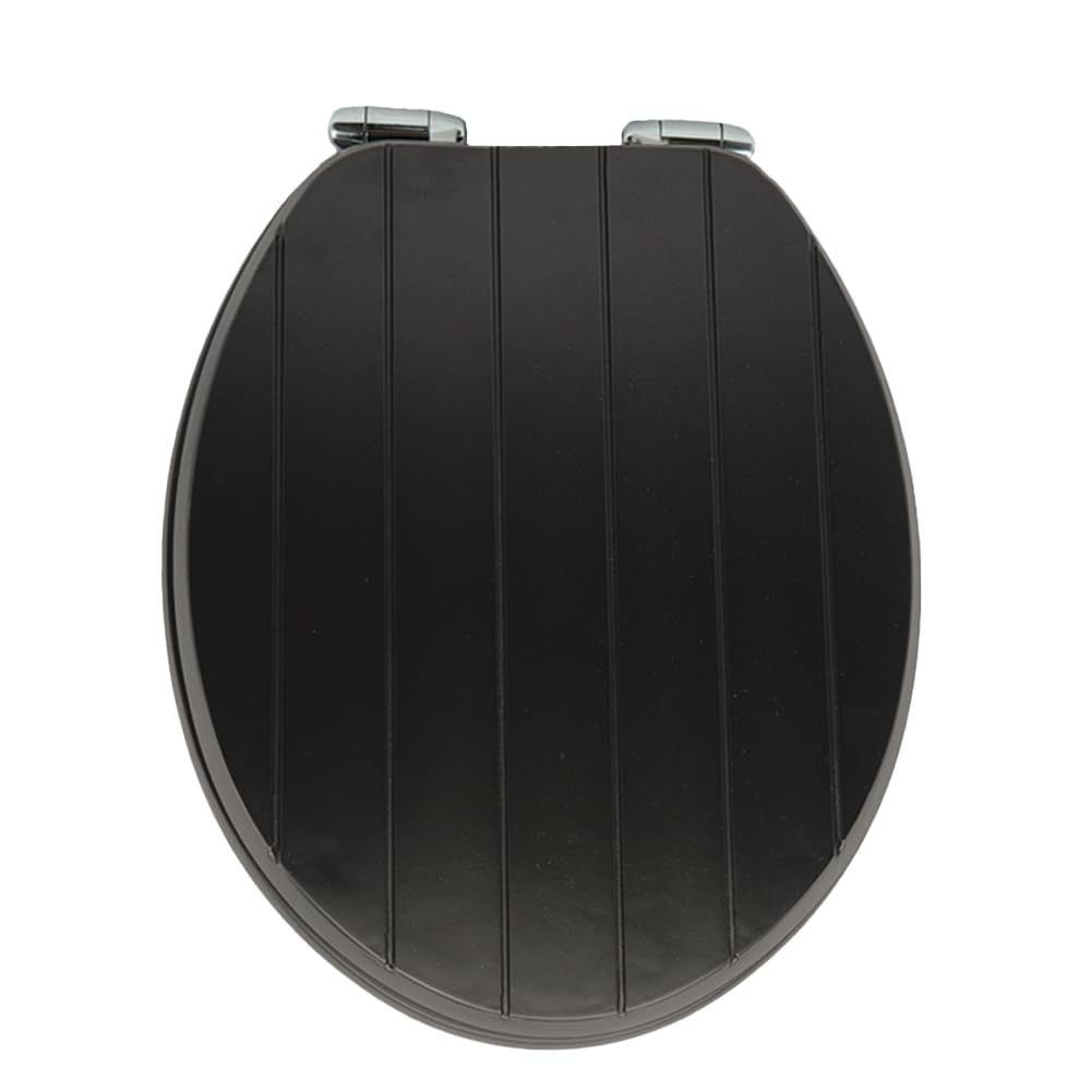 AQUALONA® Luxury Grey Oak Effect Toilet Seat - Soft Close MDF Moulded Wood Seat with Quick Release Button and Durable Hinges - Comfortable, Easy to Clean and Install with Universal Fittings — view 12