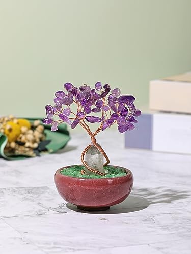 JOVIVI Amethyst Crystal Tree Spiritual Gifts for Wonen Purple Healing Crystals Gemstone Tree of life Feng Shui Tree Ornament for Home house Decor - Image 2