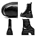 GHIBHNA Men'S Leather Platform Lace-Up Combat Boots Fashionable Round Head Chunky Heel Lug Sole Motorcycle Boots Non-Slip Outdoor Thick-Soled Riding Boots (black,12)