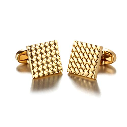 Mancuernillas cuadradas doradas para camisa de esmoquin miniatura 2