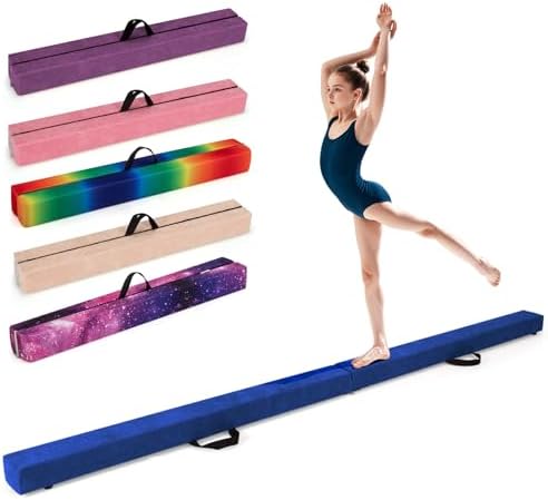 COSTWAY Folding Gymnastics Balance Beam, 7FT/8FT/9FT Kids Trainin...