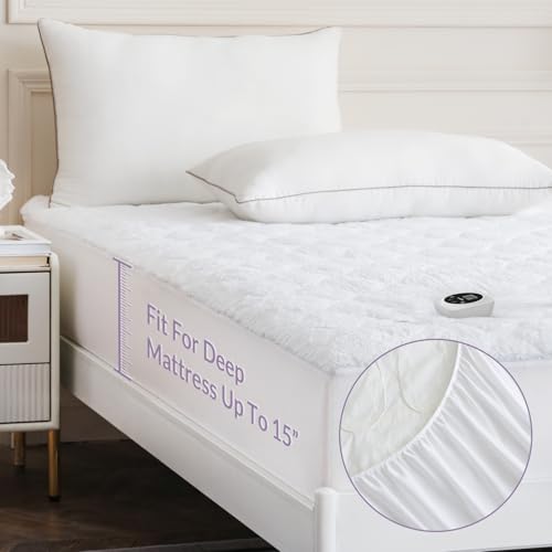 image for HOMLYNS LuxeHeat Electric Heated Mattress Pad Queen Size Zoned Dual Co