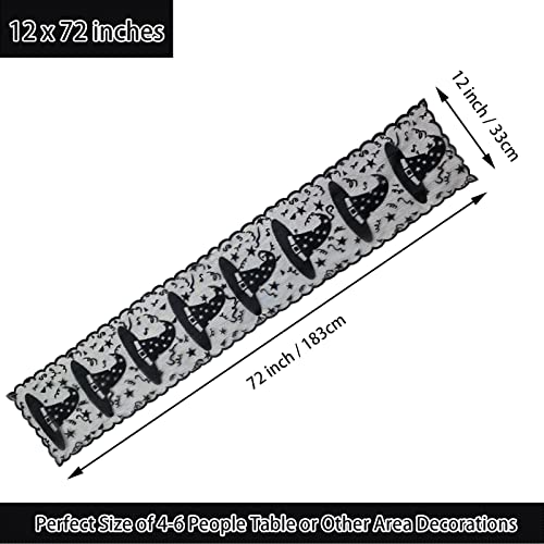 Halloween Table Runner - Lace Witch Hat Table Runner For Halloween Table Decorations - Halloween Masquerade, Dinner Party, Costume Party, Scary Movie Nights Table Decorations (Black) #TOP1